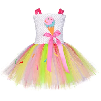 2020 Fete Bomboane Curcubeu Rochie Copii Lollipop Modelare Rochie Fetita Unicorn Costume De Vara Pentru Copii Ziua De Nastere Haine De Petrecere