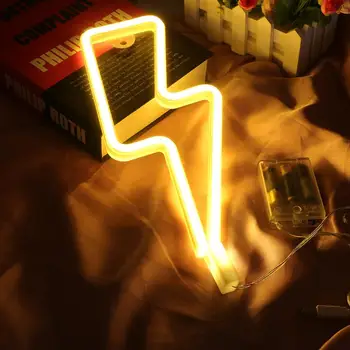 LED Neon Semn Fulgere în Formă de USB Baterii Lumina de Noapte Decorativ, Lampa de Masa Pentru Petrecere Acasă Living Cadou de Crăciun