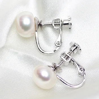 2020 moda perla clip cercei pentru femei de 8-9mm naturale de apă dulce pearl cercei argint 925 bijuterii