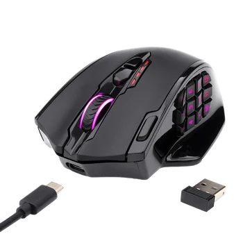 Redragon M913 2.4 G Wireless Mouse de Gaming 16000 DPI, RGB Mouse de Gaming Cu 16 Butoane Programabile MMO Fps Pentru Gamer Laptop