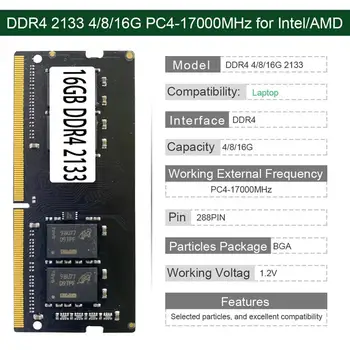 DDR4 Memorie RAM de 4GB 8GB 16GB 2133 mhz Laptop DIMM BGA Memory 1.2 V 288Pin PC4-17000 pentru Intel/AMD