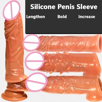 Moale De Silicon Vibrator Realist Marirea Penisului Maneca Intarziere Ejaculare Penis Inele Penis Extender Prezervative Produse Pentru Sex Pentru Barbati