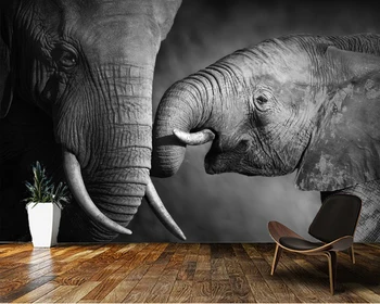 Personalizat papel de parede 3d, Negru și alb-fotografie elefant pictura murala pentru camera de zi canapea fundal decorare tapet