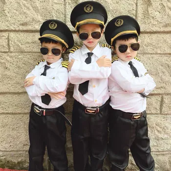 Halloween Pentru Copii Băiat Uniformă De Pilot Air Force Costum Fată Însoțitor De Zbor Compania Aeriana Stewardesă Rochie Eleganta Cosplay Cadou De Crăciun
