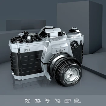 405Pcs Retro SLR Model de aparat de Fotografiat Digital Blocuri Construcția DIY Kit Bloc Model Kituri Copii Cadouri