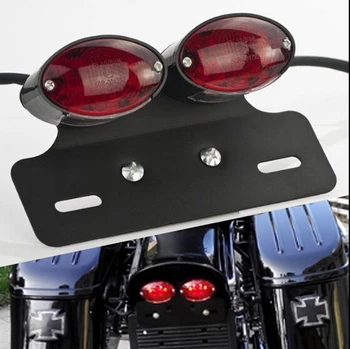 Motocicleta dual Ochi de Pisica Coada de Lumină Personalizate Suportul pentru plăcuța de Înmatriculare din spate, de culoare Negru deschis titularului de frână lumină stop lumina de semnalizare