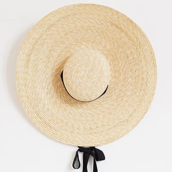 Noi de vară de protecție solară plajă pălărie elegantă și naturală 15cm pălărie mare de paie largă refuz Kentucky Derby doamnelor pălărie fată panglică capac Arc