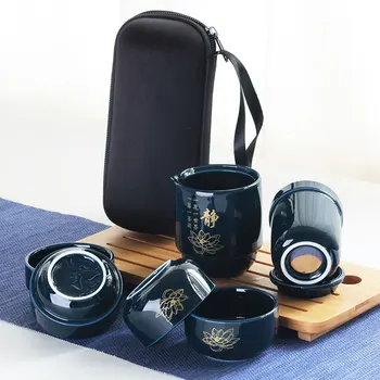 Mare Guality Porțelan Chinezesc Ceai Set Portabil Cesti de Ceai Pentru a Călători cu Sac Portabil de Călătorie Set de Ceai din Ceramica Sticla Pentru Exterior