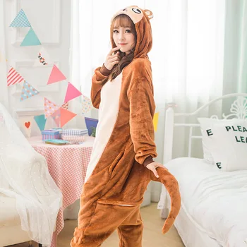 Maimuță Kigurumi Scutec Pentru Adulti Femei De Animale Pijamale Costum De Flanel Moale Cald Sleepwear Onepiece Cald Iarna Pijama Cosplay
