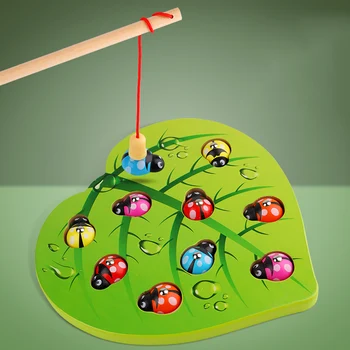 Copiii Montessori Jucarii Din Lemn Joc De Pescuit Magnetic Gărgăriță Interactive Puzzle Jucării Pentru Copii Mai Devreme Jucării Educative Pentru Copii De Cadou