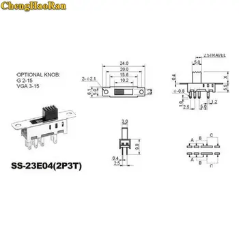ChengHaoRan 50-100buc SS23E04 Dublu Comutator 8 Pini 3 fișiere 2P3T DP3T Ocupa de înaltă 5mm mic comutator glisant