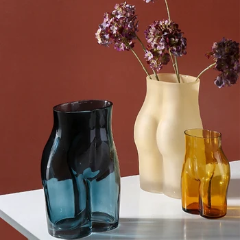 Vaze De Sticla Transparente Body Art Bust De Statuie Decor Birou Ornamente Aranjament Floral Pictat Cu Geamuri Vaza Acasă Decor Modern