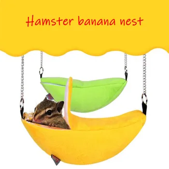 Forma De Banane Hamster Animal De Companie Casa Agățat Moale Hamac Mici Animale De Companie Care Trăiesc Cuib Cușcă De Pluș Bumbac Hamster Pat Cald Rat Jucărie Accesorii