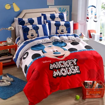 Disney Mickey Mouse, Minnie Mouse, Winnie Carpetă Acopere Set de 3 sau 4 Piese Twin Singură Dimensiune Set de lenjerie de Pat pentru Copii Decor Dormitor