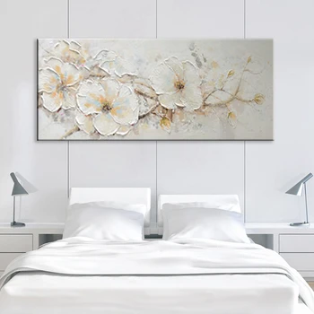 Frumos alb Plum blossom flori, decorațiuni lucrate Manual pe panza pictura in ulei arta de perete poze postere pentru camera de zi canapea