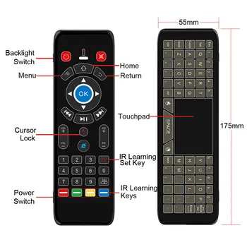 7 Culori de Iluminare Touch pad joc Mini Tastatura pentru Mouse-ul de Aer de la Distanță Voce Gyro domeniul de aplicare 2.4 G IR LED-uri pentru TV Box Smart TV