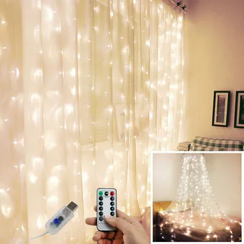 3M USB LED-uri Cortina Șir de Lumini Flash Fairy Ghirlanda de Control de la Distanță Pentru Noul An de Crăciun în aer liber, Nunta decor Acasă