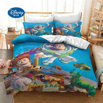 Desene animate Disney Toy Story Set de lenjerie de Pat King Size Pilota Plapuma pentru Copii Dormitor Decora Pat Acoperi Mângâietor Seturi de lenjerie de Pat