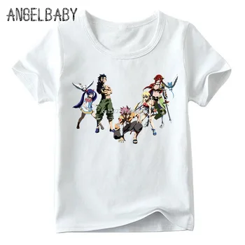 Copiii Japoneză Anime Fairy Tail Print Amuzant tricou Baieti si Fete Albe de Vara Topuri Desene animate pentru Copii T-shirt,HKP4345
