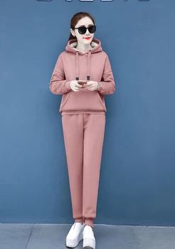 2020 Iarna Femei Treninguri Cu Fleece Set de Doua Bucati Hanorac+ Pantaloni Doamnelor Cald Gros Imbracaminte Pentru Vreme Rece S09901K