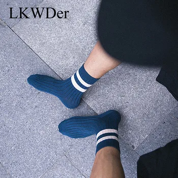 LKWDer 5 Perechi 2020 Toamna Iarna Tendință Bărbați Șosete de Bumbac Confortabil Casual Barbati Dungi Tub de Sosete de Bumbac Calcetines Hombre