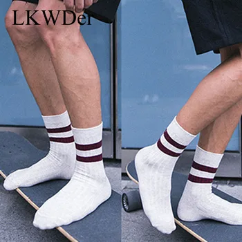 LKWDer 5 Perechi 2020 Toamna Iarna Tendință Bărbați Șosete de Bumbac Confortabil Casual Barbati Dungi Tub de Sosete de Bumbac Calcetines Hombre