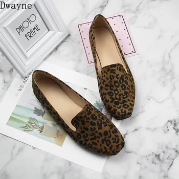 Noul retro cap pătrat leopard pantofi plat de mari dimensiuni femei pantofi 40-44 confortabil sălbatic trend pantofi plat de dimensiuni mici 33-35