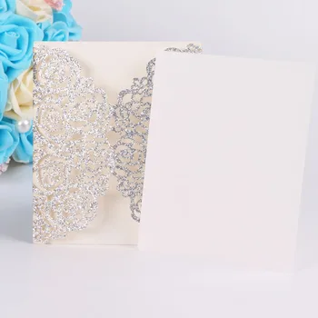 Dualswish 5Pcs Romantic Laser Flori Tăiate Carte de Invitație Sclipici Invitatie de Nunta de Hârtie Carduri Nunta Consumabile Partid