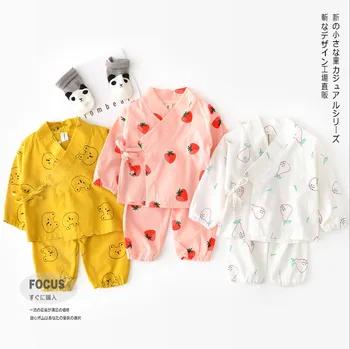 Nou-născut de Bumbac Japonez Copilul kimono Trening Copil 2 buc/set pantaloni+bluze Copii Fete Băiat de Îmbrăcăminte Set de Copil Haine pentru Sugari