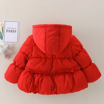 INS FIERBINTE Fete Baby haina de iarna pentru copii căptușit jacheta copii coreean culoare pură cu fermoar cu gluga captusit jacheta Detasabila pălărie