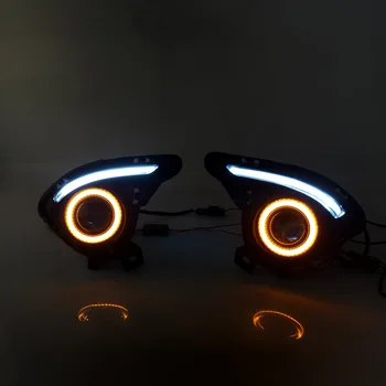 RQXR lampa de ceață lumini de asamblare pentru Mazda 2 demo cob angel eye zi cu led-uri lumina de semnalizare albastru modul de noapte