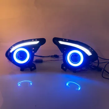 RQXR lampa de ceață lumini de asamblare pentru Mazda 2 demo cob angel eye zi cu led-uri lumina de semnalizare albastru modul de noapte