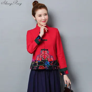 Tradițională chineză bluza tricou topuri pentru femei guler mandarin oriental lenjerie de cămașă bluză feminin elegant de îmbrăcăminte V1737