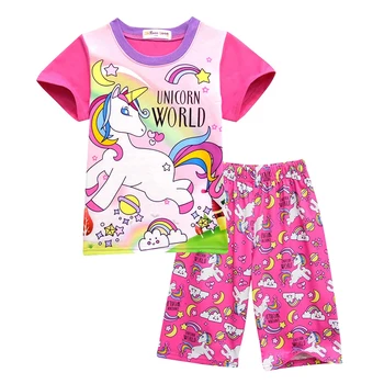 2-8T Copii Îmbrăcăminte pentru Copii Unicorn tricou + Pantaloni Băieți Fete 2 Buc Haine Pentru Copii Casual de Vara Acasă Purta Pijamale Desene animate