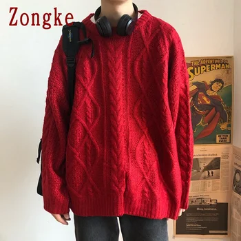Zongke Solidă Pulover tricotat Barbati de Iarna Barbati Haine Pulover Pulovere Barbati Negru Harajuku Pulover 2021 Noi Sosiri M-2XL