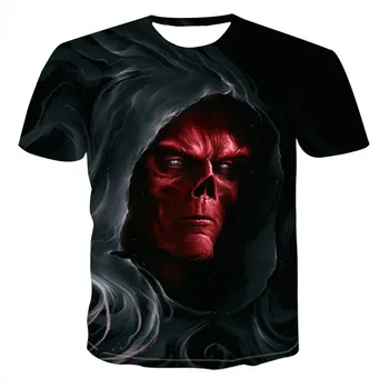 De vară pentru bărbați T-Shirt Nou 3D de imprimare t-shirt pentru bărbați craniu 3d diavolul funnyTshirt Vara Tricou Negru rotund gat plaja T-shirt