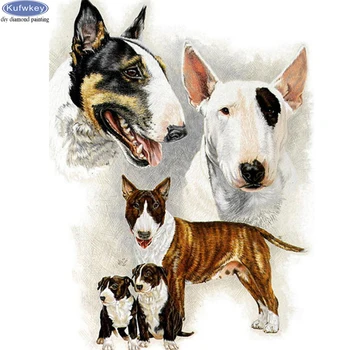Noi diy Complet pătrat rotund burghiu de Diamant Pictura Bull terrier câine animal de companie de familie Stras de Imagine Diamant mozaic Cross Stitch