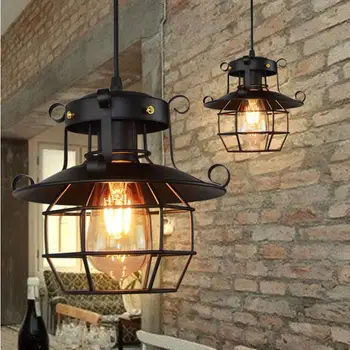 Pandantiv Vintage din Metal ușor Industriale lampă de Plafon lumina Candelabru Corpuri Cușcă Edison Nordic Retro Loft Lampa decor Acasă