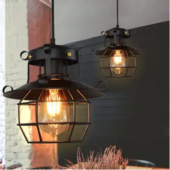 Pandantiv Vintage din Metal ușor Industriale lampă de Plafon lumina Candelabru Corpuri Cușcă Edison Nordic Retro Loft Lampa decor Acasă