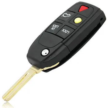 5 Butonul Flip Key Remote Shell Caz Fob Pliere Inteligent Cheie de Masina de Locuințe pentru Volvo S80 S60 V70 XC70 XC90 anii 2004-2011 Netăiat Lama