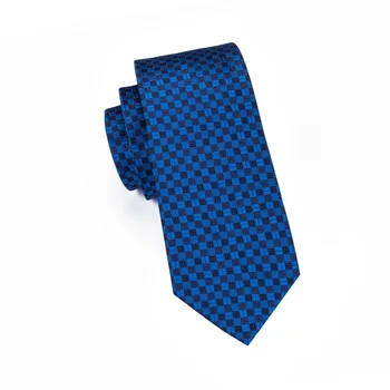 2019 Nou Luminos Albastru și albastru Carouri Cravată Albă, Cravată Carouri Pentru Nunta de Afaceri Cravată Batista Butoni Set C-561
