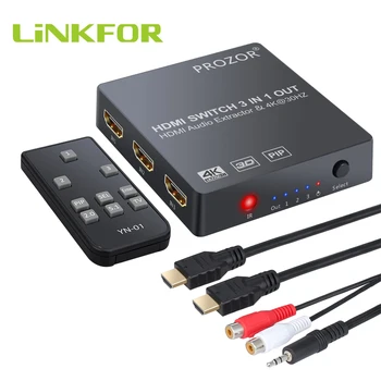 LiNKFOR HDMI 3x1 Switch HDMI cu Audio Extractor Optic Toslink SPDIF Output Suport 4K 3D 1080P PIP Pentru DVD TV
