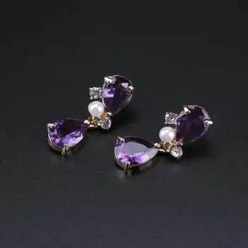 De lux Dubai Seturi de Bijuterii Cristal Violet Colier Cercei Set pentru Femei Bijuterii Mireasa set Accesorii Cadouri