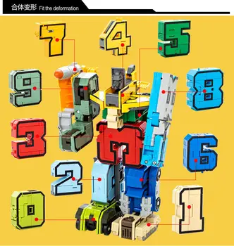0-9 Număr Simbol De Transformare Roboți Set De Asamblare Cifrele De Acțiune Cifre Transforma Masina Avion Băiat Brinquedos Cadou De Anul Nou