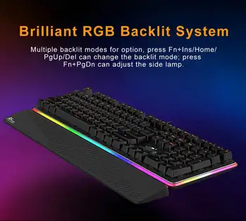 Royal Improvizație RK919 108 Chei USB Tastatura cu Fir NKRO RGB Partea cu iluminare de fundal Tastatură Mecanică de Gaming cu Încheietura Pad Maro/Roșu Comutator