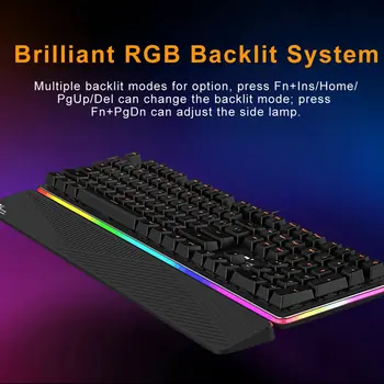 Royal Improvizație RK919 108 Chei USB Tastatura cu Fir NKRO RGB Partea cu iluminare de fundal Tastatură Mecanică de Gaming cu Încheietura Pad Maro/Roșu Comutator