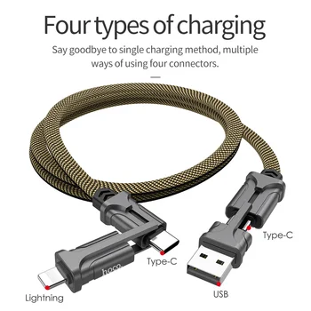 HOCO 4in1 Încărcare Rapidă Cablu USB de Tip C Metal de Date Cablu de Sincronizare PD Încărcare Rapidă USB-C la C de Tip Sârmă pentru iOS, Android, iPhone 11