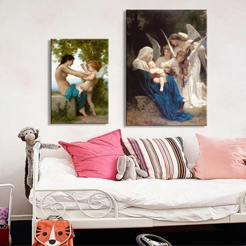 Franța Nou Clasice, Picturi Celebre, William Adolphe Bouguereau Cântec de Îngeri Panza Pianting Print de Arta de Perete Decor Poster
