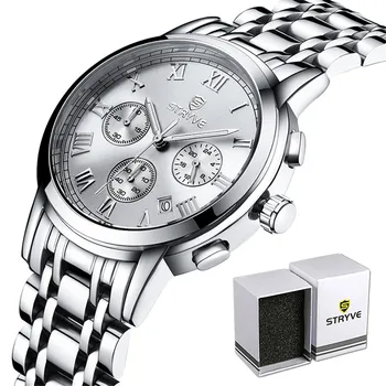 Relojes Bărbați STRYVE Moda Sport Cuarț Data Ceas Marca de Lux din Oțel Inoxidabil Cronograf rezistent la apa Ceasul Relogio Masculino
