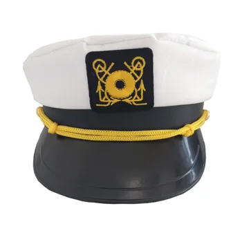 Marina pălărie de marinar hip Yacht Căpitan de Vas Pălărie Marines Aur Alb Capac capac militar clasic căpitanul palarie Copii pălărie de marinar 11.4
